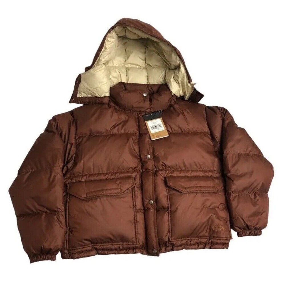 The North Face Women 71 Sierra Down Retro Short Puffer Jacket Dark Oak Large New
